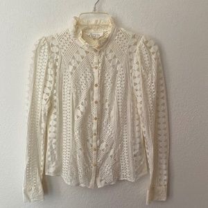 Anthropologie Cream Lace Blouse